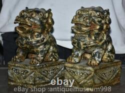 8 Chine ancienne yusculpture dynastie Palais Feng Shui lion animal statue paire