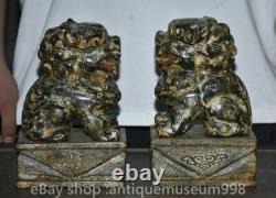 8 Chine ancienne yusculpture dynastie Palais Feng Shui lion animal statue paire