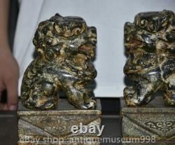 8 Chine ancienne yusculpture dynastie Palais Feng Shui lion animal statue paire