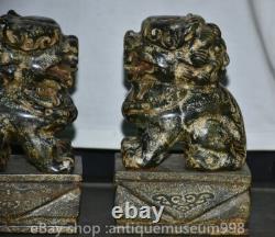 8 Chine ancienne yusculpture dynastie Palais Feng Shui lion animal statue paire