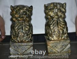 8 Chine ancienne yusculpture dynastie Palais Feng Shui lion animal statue paire