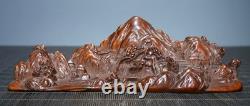 8 ancien chinois Boxwood bois sculpture paysage statue stylographe