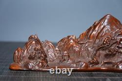 8 ancien chinois Boxwood bois sculpture paysage statue stylographe