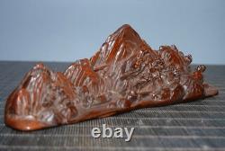 8 ancien chinois Boxwood bois sculpture paysage statue stylographe