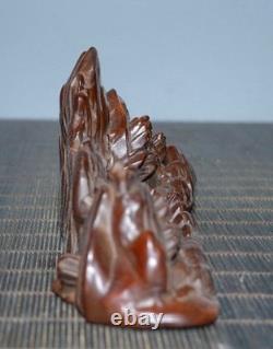 8 ancien chinois Boxwood bois sculpture paysage statue stylographe