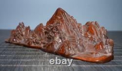 8 ancien chinois Boxwood bois sculpture paysage statue stylographe