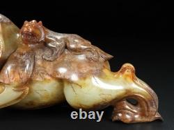8 ancien chinois Hetian Jade sculpture stand Fengshui dragon bête sculpture 8 ancien chinois Hetian Jade sculpture stand Fengshui dragon bête sculpture