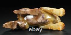 8 ancien chinois Hetian Jade sculpture stand Fengshui dragon bête sculpture