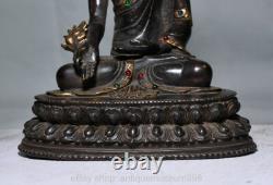 8 ancienne statue bouddhiste chinoise de bouddha assis en cuivre Lotus médecine