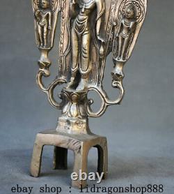 9.2 Ancien Tibet Bouddhisme Temple Argent 3 Bouddha Thangka Statue Sculpture