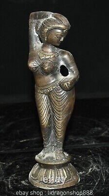 9.2 Ancienne Chine Bronze Bouddhisme Stand Tara Déesse Danse Statue Sculpture