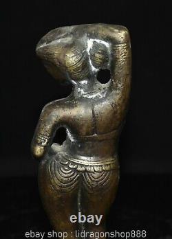 9.2 Ancienne Chine Bronze Bouddhisme Stand Tara Déesse Danse Statue Sculpture