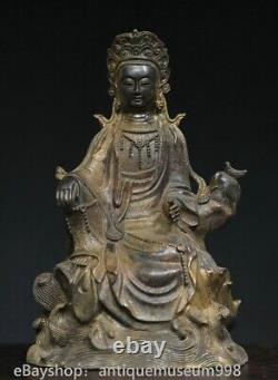 9.2 Chine ancienne cuivre plaqué or bouddhisme guanyin Guanyin Statue sculpture