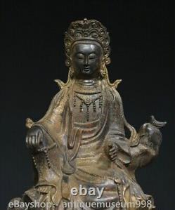 9.2 Chine ancienne cuivre plaqué or bouddhisme guanyin Guanyin Statue sculpture