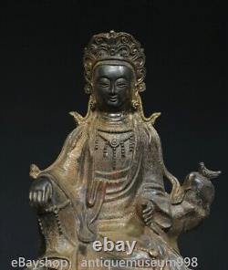 9.2 Chine ancienne cuivre plaqué or bouddhisme guanyin Guanyin Statue sculpture
