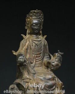 9.2 Chine ancienne cuivre plaqué or bouddhisme guanyin Guanyin Statue sculpture
