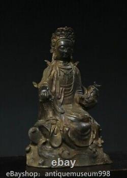 9.2 Chine ancienne cuivre plaqué or bouddhisme guanyin Guanyin Statue sculpture