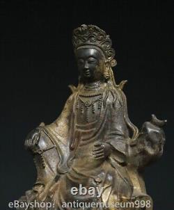 9.2 Chine ancienne cuivre plaqué or bouddhisme guanyin Guanyin Statue sculpture