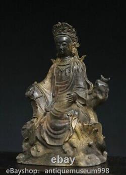 9.2 Chine ancienne cuivre plaqué or bouddhisme guanyin Guanyin Statue sculpture
