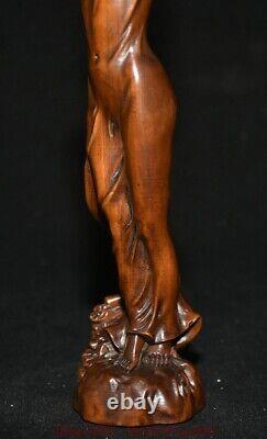 9.2 Chine ancienne sculpture en bois de buis sculpture belle statue sculpture