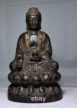 9.2 ancienne statue bouddhiste chinoise de bouddha assis de lotus Shakyamuni