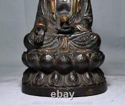 9.2 ancienne statue bouddhiste chinoise de bouddha assis de lotus Shakyamuni