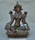 9.2 Ancienne Statue De Bouddhisme Chinois Violet Bronze Vert Tara Mahayana