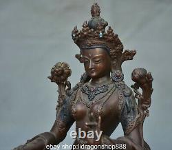 9.2 ancienne statue de bouddhisme chinois violet bronze vert Tara Mahayana