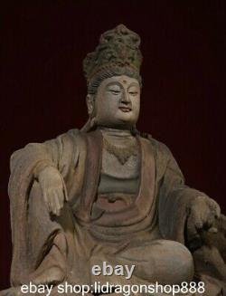 9.6 Chine ancienne sculpture en bois bouddhiste statue de Bouddha Guanyin libre