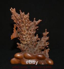 9.6 Chine ancienne sculpture en bois de buis sculpture corail poisson statue