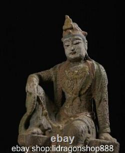 9.6 Chine ancienne sculpture en bois statue de Bouddha Guanyin libre