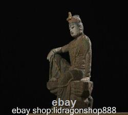 9.6 Chine ancienne sculpture en bois statue de Bouddha Guanyin libre
