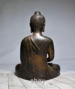 9.6 ancien signe bouddhiste chinois statue de bouddha assis en bronze
