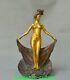 9.8'' Ancienne Dynastie Bronze Doré Danse Beauté Belle Femme Statue Sculpture