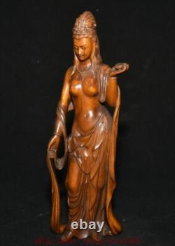 9.8 Chine ancienne sculpture en bois buis sculpture statue de Guanyin