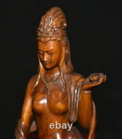 9.8 Chine ancienne sculpture en bois buis sculpture statue de Guanyin