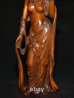 9.8 Chine ancienne sculpture en bois buis sculpture statue de Guanyin