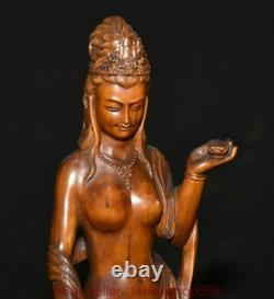 9.8 Chine ancienne sculpture en bois buis sculpture statue de Guanyin