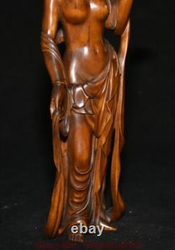 9.8 Chine ancienne sculpture en bois buis sculpture statue de Guanyin