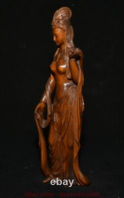9.8 Chine ancienne sculpture en bois buis sculpture statue de Guanyin