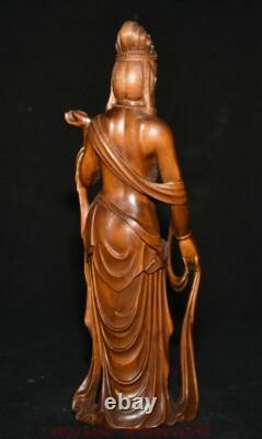 9.8 Chine ancienne sculpture en bois buis sculpture statue de Guanyin
