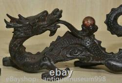 9 Chine ancienne sculpture en cuivre Dragon Ball statue sculpture paire