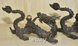 9 Chine ancienne sculpture en cuivre Dragon Ball statue sculpture paire