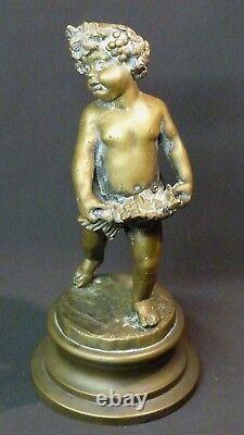 AA sculpture ancienne statuette Bacchus enfant bronze 2.4kg29cm statue signée
