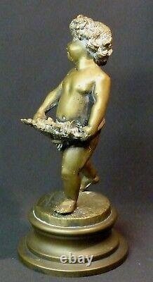 AA sculpture ancienne statuette Bacchus enfant bronze 2.4kg29cm statue signée