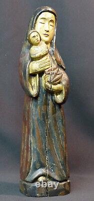 AA vierge enfant statuette ancienne 37c1,3kg bois Jésus art sacré Dieu christ