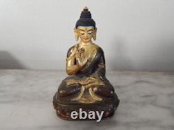 ANCIENNE Petite SCULPTURE Statue en BRONZE BOUDDHA Signée