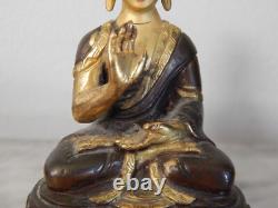 ANCIENNE Petite SCULPTURE Statue en BRONZE BOUDDHA Signée