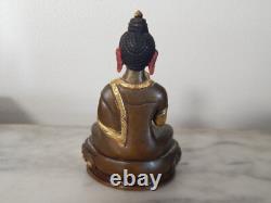 ANCIENNE Petite SCULPTURE Statue en BRONZE BOUDDHA Signée