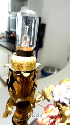 ANCIENNE &RARE STATUE Piéta DECOR DE FLEURS ET BOUGEOIRE